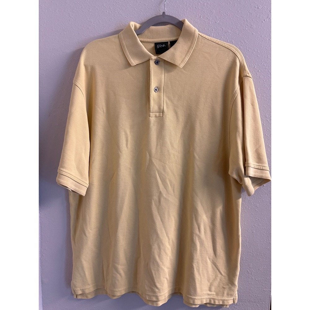 Jos A Bank Traveler Collection Polo Shirt Mens Large Yellow 100% Cotton Pique